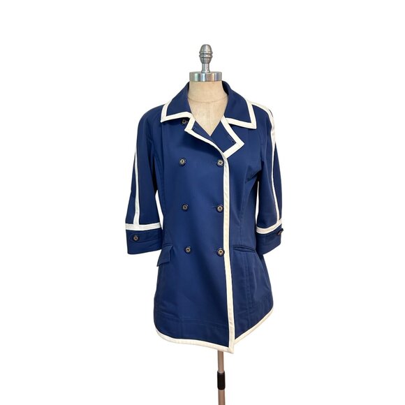 St. John Sport Womens Navy & White Double-Breasted Jacket Small - Picture 1 of 6